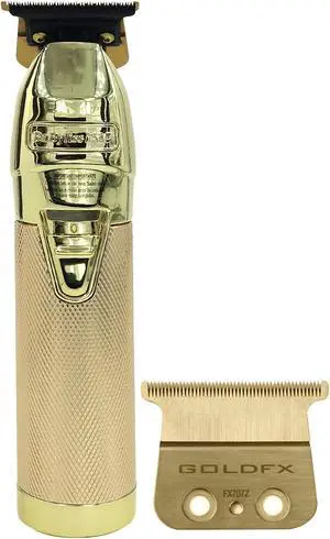 BaByliss Pro GOLDFX+ Outlining Trimmer Gold FX787NG with FX707Z Replacement Outlining Trimmer Blade - Ultra Thin Zero Gap T-Blade