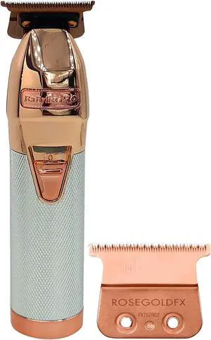 BaByliss Pro ROSEFX+ Cord/Cordless All-Metal Lithium Outlining Trimmer Rose Gold #FX787NRG with FX707RG2 Replacement Deep Tooth T-Blade 2.0MM Rose Gold