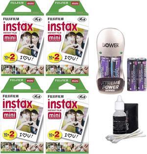 Fujifilm Instax Instant Mini Film 80 Shots + 4 Rechargeable Batteries and Charger + 3pc Cleaning Kit