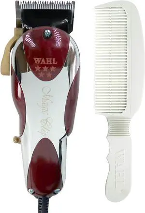 Wahl Professional #8451 5-Star Magic Clip Corded Precision Fade Clipper with Wahl Flat Top Comb White #3329-100