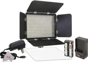 Vidpro LED-330X Varicolor Studio Video Lighting Kit with Built-in Barn Doors & Diffuser Includes Li-ion Battery & Charger, AC Adapter, Adjustable Shoe Mount