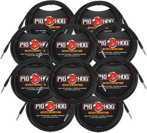 PigHog Cables 10ft 1/4" TRS - 1/4" TRS Cable - 10 Units