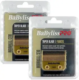 BaByliss Pro DLC and Titanium Coated Replacement Clipper Blade Fits FX870G, FX870BN, FX870RG, FX870W, FXF880 #FX802G - 2 Units