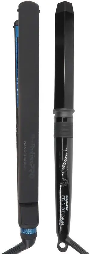 BaByliss Pro LIMITED EDITON Nano Titanium Ultra-Thin 1" Flat Iron #BNTMB4072TUC with BaByliss Pro Studio Design Series 1.25 Inch Crimpcurl #BCI005UC