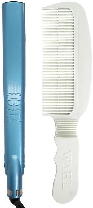 BaByliss Pro Nano Titanium Professional Dual Ionic Flat Iron 1¼" #BNT9125TUC (Dual Voltage) with Wahl Flat Top Comb White