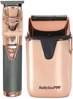 Babyliss Pro FX788RG Cordless Lithium Trimmer Rose Gold with BaByliss Pro LIMITED EDITION UVFOIL UV-Disinfecting Metal Single Foil Shaver - Rose Gold #FXLFS1RG
