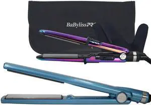 BaByliss Pro Nano Titanium Dual Ionic Flat Iron 1¼" #BNT9125TUC with Nano Titanium Prima2000 3/4" Mini Flat / Curling Iron Iridescent #BNTBRB2000UC