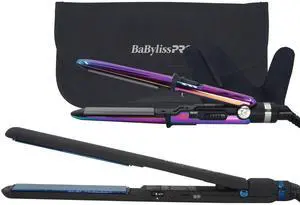 BaByliss Pro LIMITED EDITON Nano Titanium Ultra-Thin 1" Flat Iron #BNTMB4072TUC with Nano Titanium Prima2000 3/4" Mini Flat / Curling Iron Iridescent #BNTBRB2000UC