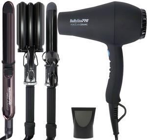BaByliss Pro Porcelain Ceramic Gift Box (Dryer, Waver, Curling Iron) #BPPP7 with LIMITED EDITION Nano Titanium Prima 3000 Flat Iron Midnight Purple - 1¼" #BNTP3000TUC (Dual Voltage)