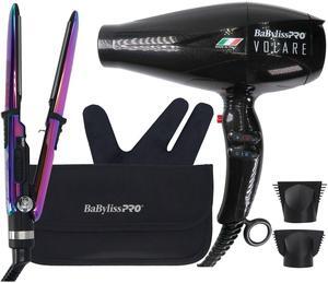 BaByliss Pro Volare Nano Titanium Italian Performance Hair Dryer #BVOL1 with Nano Titanium Prima2000 3/4" Mini Flat / Curling Iron Iridescent #BNTBRB2000UC