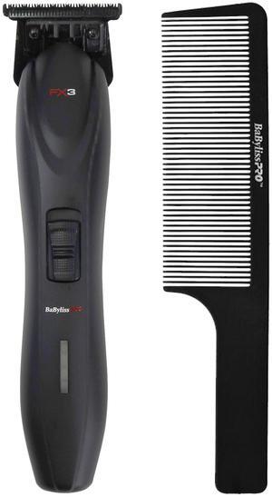 BaByliss Pro FX3 Professional High Torque Trimmer - Black #FXX3TB with Barberology 9" Comb - Black