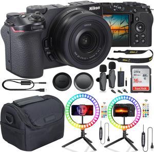 Nikon Z30 Mirrorless Camera Bundle for Youtubers Vloggers Contect Creators with 2-Person Wireless Microphone Set and Lighting
