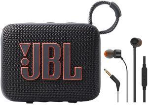 JBL Go 4 Portable Bluetooth Speaker (Black) with JBL T110 in Ear Headphones