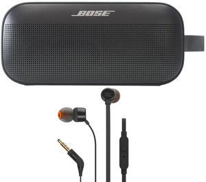 Bose SoundLink Flex Se Wireless Portable Bluetooth Waterproof Speaker (Black) with JBL T110 In Ear Headphones