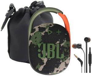 JBL Clip 4 Portable Bluetooth Waterproof Speaker (Squad) with Waterproof Neoprene Speaker Pouch and JBL T110 In Ear Headphones