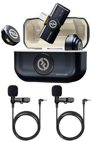 Hollyland LARK M2 2.4GHz 2-Person Wireless Lavalier Microphone System with USB-C Plug & Play + 2x Lavalier Microphone
