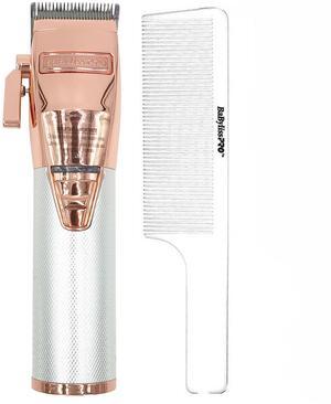 BaByliss Pro ROSEFX+ All-Metal Lithium Clipper #FX870NRG with BaByliss Pro Barberology Comb
