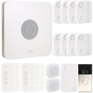 Ring Alarm 14-Piece Home Security Kit  Wireless System, Works with Alexa and Ring 1080p Video Doorbell (2020 Release, Satin Nickel)