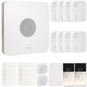 Ring Alarm 14-Piece Home Security Kit  Wireless System, Works with Alexa and 2x Ring 1080p Video Doorbell (2020 Release, Satin Nickel)