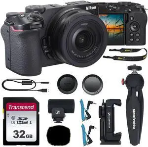 Nikon Z30 Mirrorless Camera with DX 16-50mm Lens (Black) with Sennheiser Professional MKE 200 Mobile Kit and Transcend 32GB SDXC/SDHC Memory Card