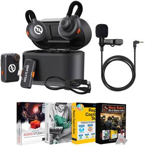 Hollyland LARK M2S Combo 2-Person Wireless Microphone System with USB-C to Lightning - Universal Compatibility (2.4 GHz, Space Gray) + Accessories