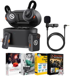 Hollyland LARK M2S Mini Combo 2-Person Wireless Microphone System - Universal Compatibility (2.4 GHz, Space Gray) + Accessories