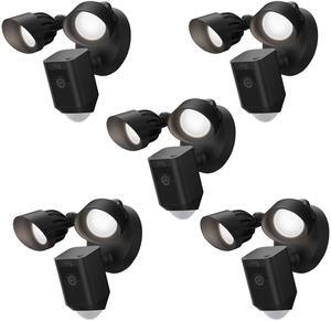 RING Floodlight Cam Wired Plus Motion-Activated 1080p HD Black - 5 Units