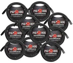 Strukture Pig Hog 8mm Mic Cable 10', Straight Audio, XLR 3-Pin - 10 Pack