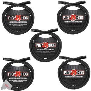 Pig Hog 8mm XLR Microphone Cable Male to Female 6 Ft Fully Balanced Premium Mic Cable  - 5 Units