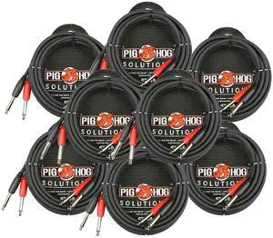 Pig Hog Dual 1/4" Mono (Male) Cable, 10 ft PD-21410 - 8 Units
