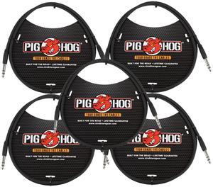 Pig Hog 3ft 1/4" TRS - 1/4" TRS Cable - 5 Units
