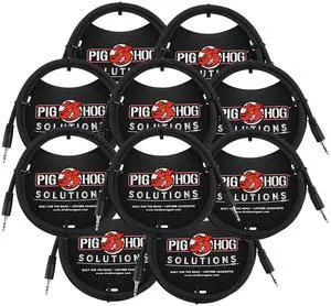 Pig Hog Solutions 3.5mm TRS to 3.5mm TRS Adapter Cable, 9ft - 10 Units