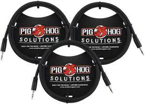 Pig Hog Solutions 3.5mm TRS to 3.5mm TRS Adapter Cable, 9ft - 3 Units