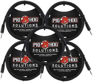 Pig Hog Solutions 3.5mm TRS to 3.5mm TRS Adapter Cable, 9ft - 5 Units