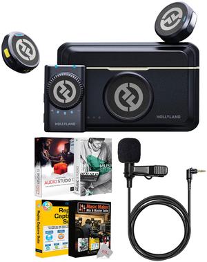 Hollyland LARK M2 DUO 2-Person Wireless Camera-Mount Microphone System - Universal Compatible (2.4 GHz, Shine Charcoal) + Accessoreis
