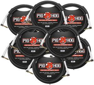 Pig Hog Tour Grade 6 ft Instrument Cable 1/4" to 1/4" Right Angle Connectors (PH6RR) - 8 Pack