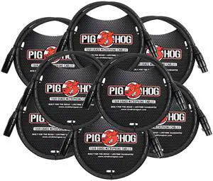 Pig Hog 8mm XLR Microphone Cable Male to Female 3 Ft Fully Balanced Premium Mic Cable - 8 Pack