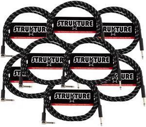 Strukture Instrument Cable 10ft. Right Angle (Black/Silver) - 8 Pack
