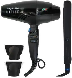 BaByliss Pro Nano Titanium LIMITED EDITION 1" Digital Flat Iron BNTMB4095TUC with Rapido Nano Titanium Italian Performance Lightest Hair Dryer BRAP1
