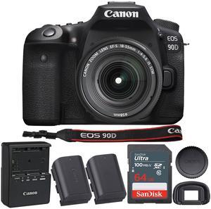 Canon EOS 90D 32.5MP DSLR Camera with EF-S 18-55mm f/3.5-5.6 IS STM Lens Bundle