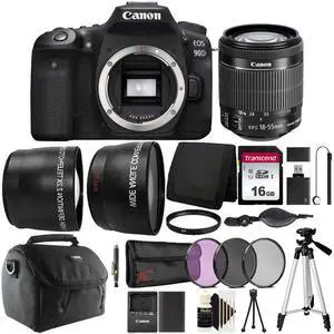 Canon EOS 90D 32.5MP Digital SLR Camera with EF-S 18-55mm f/3.5-5.6 IS STM Lens Camera Accessory Bundle