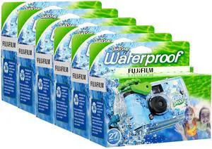 6x Fujifilm QuickSnap 800 Waterproof One-Time Use Disposable 35mm Camera - 27 Exposures