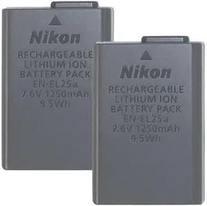 2 Unit Nikon EN-EL25 Rechargeable Lithium-Ion Battery (7.6V, 1120mAh)