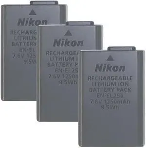 3 Unit Nikon EN-EL25 Rechargeable Lithium-Ion Battery (7.6V, 1120mAh)