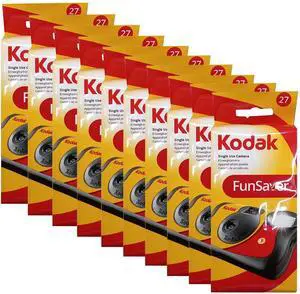 10-Pack Kodak 35mm One-Time-Use Disposable Camera (ISO 800) with Flash - 27 Exposure