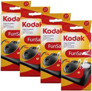 4-Pack Kodak 35mm One-Time-Use Disposable Camera (ISO 800) with Flash - 27 Exposure