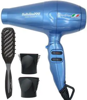Babyliss Pro Nano Titanium Portofino 6600 Full-Size Hair Dryer BNT6610N and Conair Pro Ergo-Grip Vented Brush Collection Ergonomically Designed