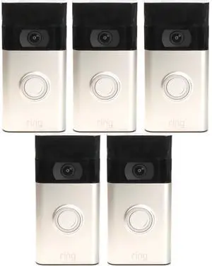 5x Ring Video Doorbell - 2nd Gen - 1080p HD Video, Improved Motion Detection, Easy Installation, Affordable (2020 Release, Satin Nickel)