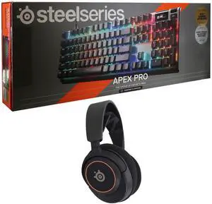 SteelSeries Apex Pro Full Size Wired OmniPoint Gaming Keyboard Gen 3 with SteelSeries Arctis Nova 3 Wired Gaming Headset