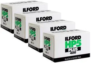 Ilford HP5 Plus Black & White Negative Film 35mm Roll Film, 36 Exposures - 4 Pack